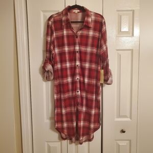 Paper + Tee Long Checkered Blouse. NEW!